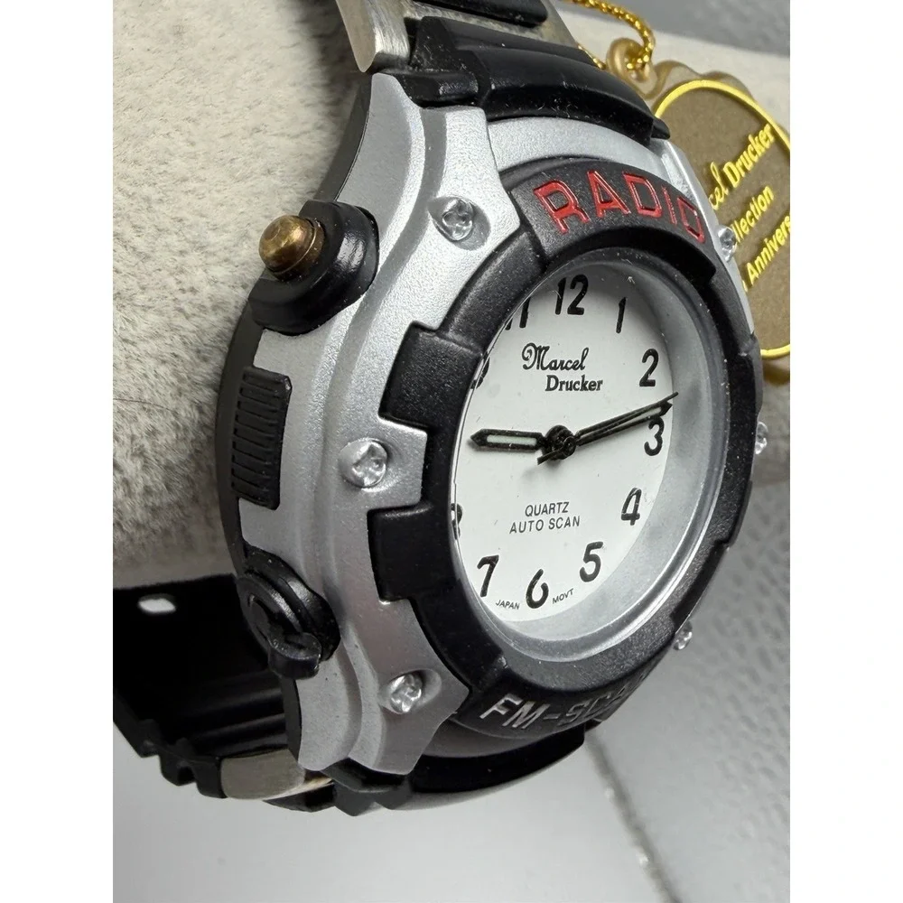 RARE Marcel Drucker FM Scan Radio‎ Watch 23-282 Auto Scan 41MM 8
